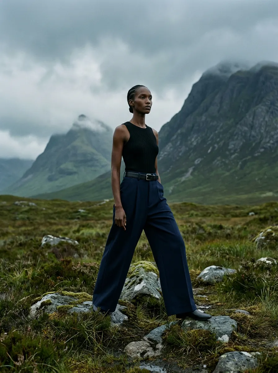 AI-generated on-model fashion editorial photo by REFINA